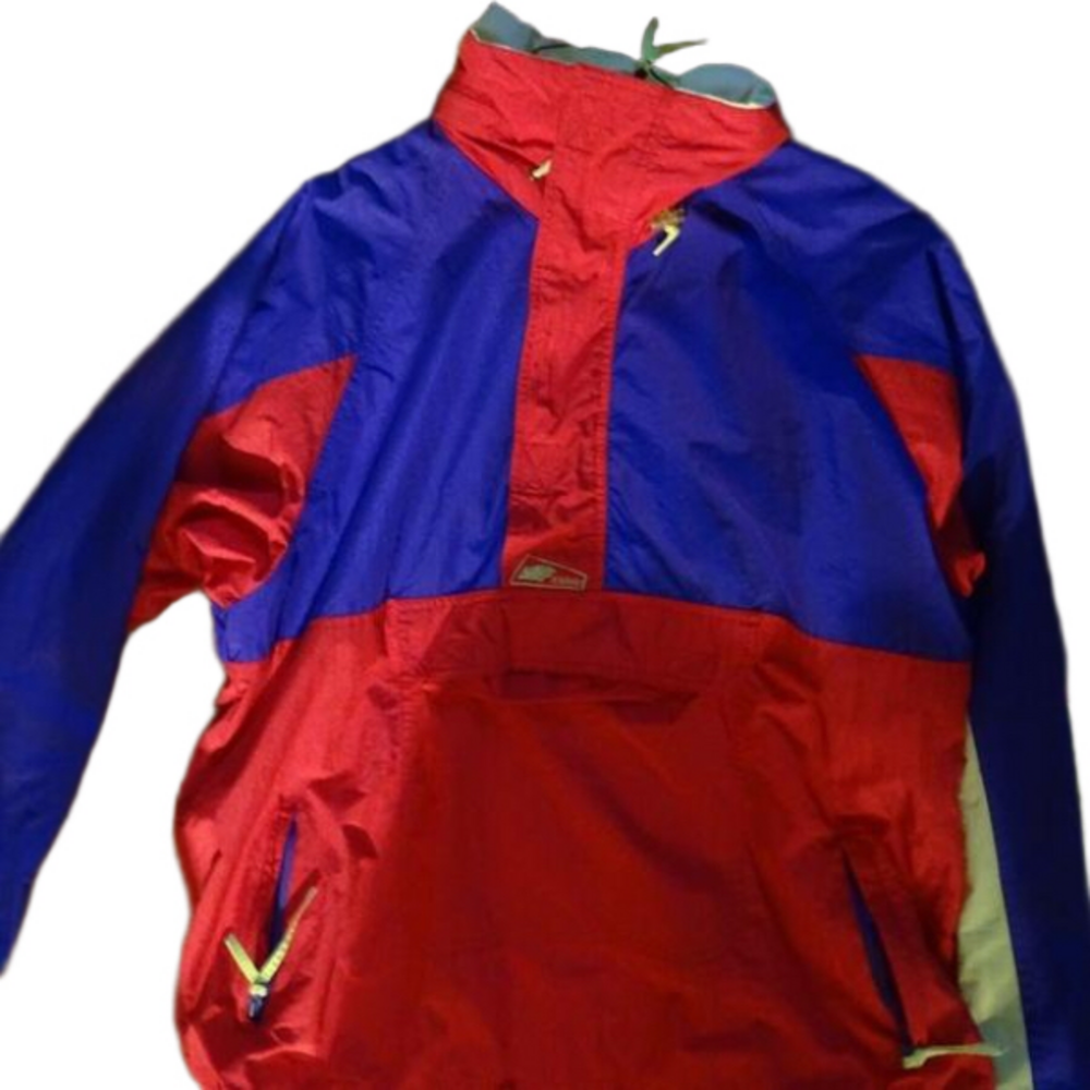 UNISEX  VINTAGE KARHU WINDBREAKER PULLOVER  3/4 ZIP UP JACKET( HAS A LIME GREEN